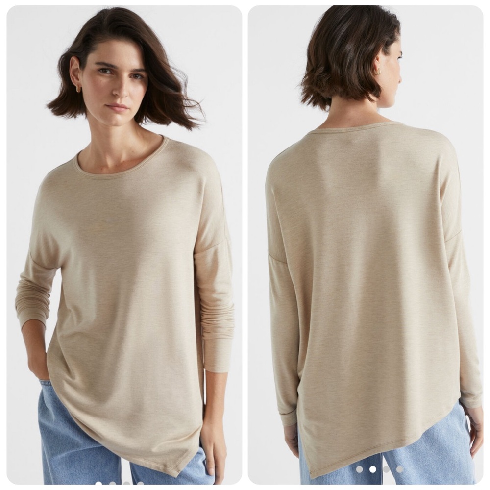 Seed Heritage Core Asymmetrical Light Beige Long Sleeve Top